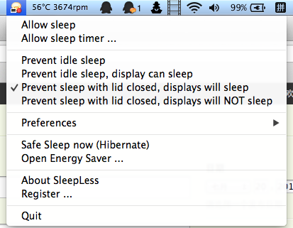 Sleepless Menu