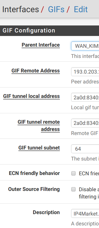 pfSense Configuration Information