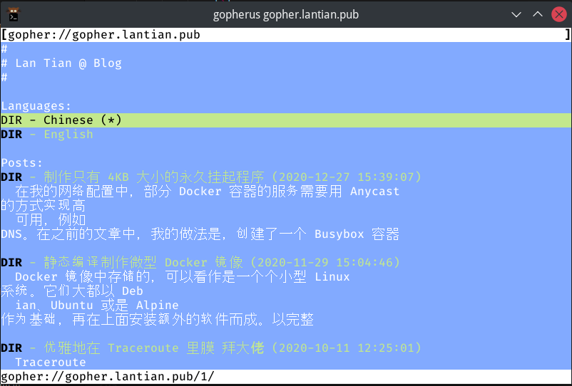 Gopherus 访问中文内容