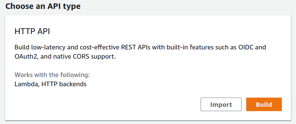 AWS API Gateway 选择类型